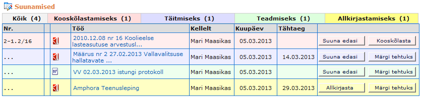 Pilt 3: Suunamiste paneel