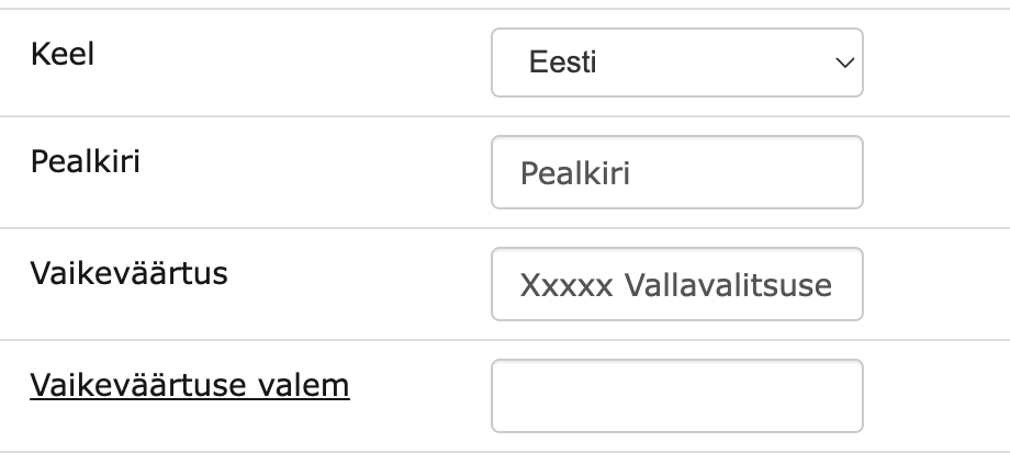 !Vormi seadistamine vana