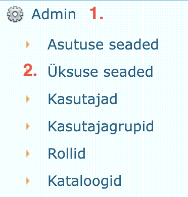 !Üksuse seadete avamine