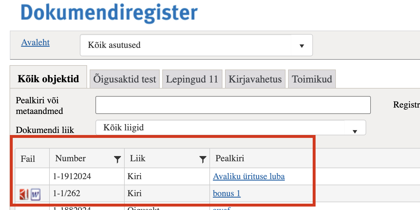 !Avaliku vaate listivaade